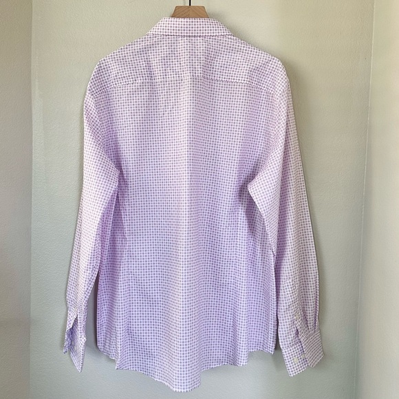 EGARA NWT XXL Slim Fit Sport Shirt • Berry Pink Purple Geo Tile Print Button Up - Picture 4 of 11